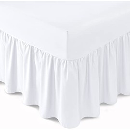 Bronwen Mathew Extra Deep Frilled Fitted Valance Sheet Small Double Bed Skirt Valance Fitted Sheets White, Soft Brushed Microfiber Easy Care Non Iron (4Ft Small Double, White)