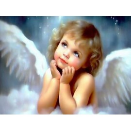 Bimkole DIY 5D Diamond Painting Accessories Angel Baby Girl Diamond Painting Kit Full Round Drill Painting by Numbers Painting Embroidery Cross Stitch Diamond Decoration 30 x 40 cm