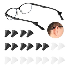 Omnful Anti-Slip Glasses Ear Grips Hook Holder with Speaker Shape, Comfortable Soft Silicone Eyeglasses Ear Cushion Grip, Temple Tips Sleeve Eyewear Retainer for Sunglasses, 10 Pairs Black/White