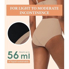 Ropa interior posparto para incontinencia para adultos para mujeres reutilizable protección contra fugas absorbente sin costuras paquete de 3 (3 Marron, X)