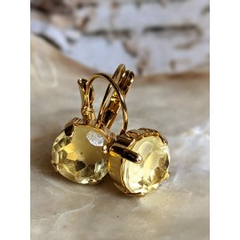 Lemon Quartz 6.4 Carats Natural Brazilian Lemon Quartz In 18K Gold Plated Drop Earrings