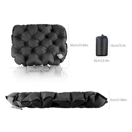 NYEONHRT Airplane Travel Seat Cushion - Inflatable Waterproof Air Pad with Repair Kit and Storage Bag, Portable for Hiking Trekking Office Flights Car Stadium Seating (15.75"x11.82") Black-2pack