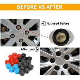 Tyenaza Pack of 20 Car Wheel Nut Caps, 17 mm Universal Flexible Wheel Nut Caps, Hub Bolt Covers with Wheel Hub Removal Tool (Blue)