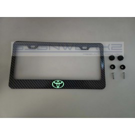 SIGNWERKZ Glowing Toyota Logo Carbon Fiber Printed Stainless Steel license Plate Frame