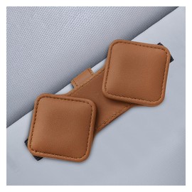 Sunglass Holder for Car Visor, Magnetic Leather Glasses Eyeglass Clip, Car Hanger Mount Ticket Card Clip, Auto Visor Organizer Accessories (Orange)