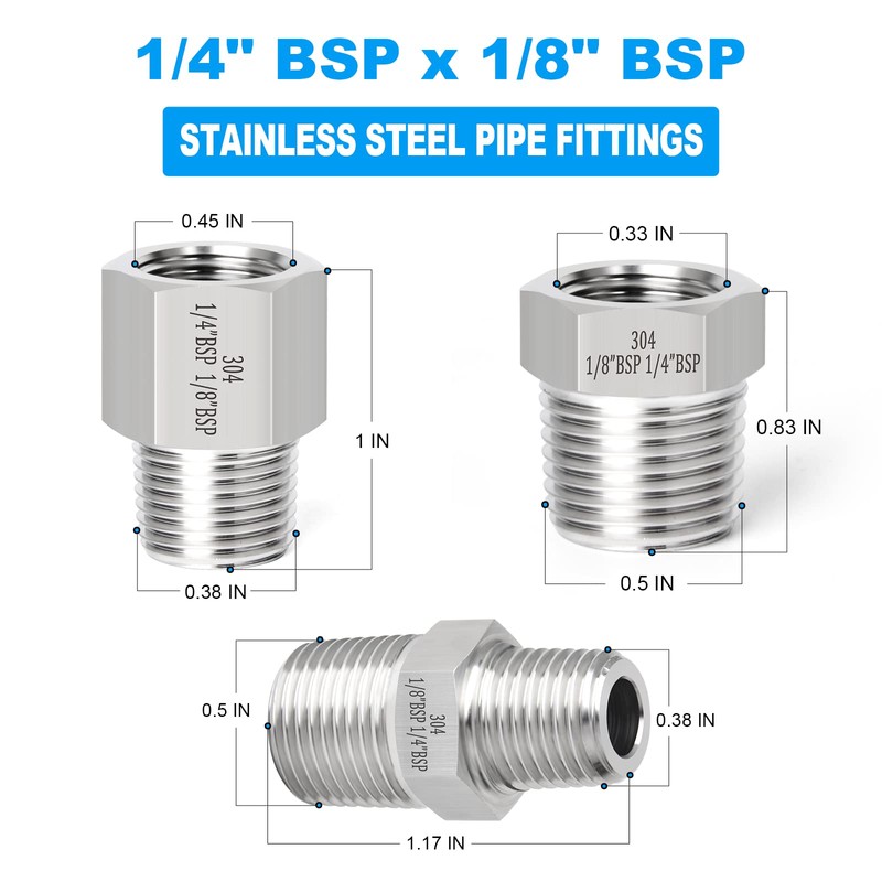 ERGAOBOY 6 Pcs 1/8" BSP x 1/4" BSP Forged Stainless
