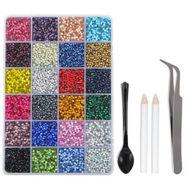 LPBeads LPBeads Glass Hotfix Rhinestones Bulk SS10 14400pcs 24 Colors Hotfix Crystal Flatback Rhinestones for Crafts Clothes with Tweezers and Wax Pencil Kit