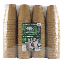 Kingston Tools Round Fibre Pots 8cm Gardening Pot — Peat-Free Biodegradable Wood Pulp — Ideal for Seeds, Seedlings and Cutting Pack of 96
