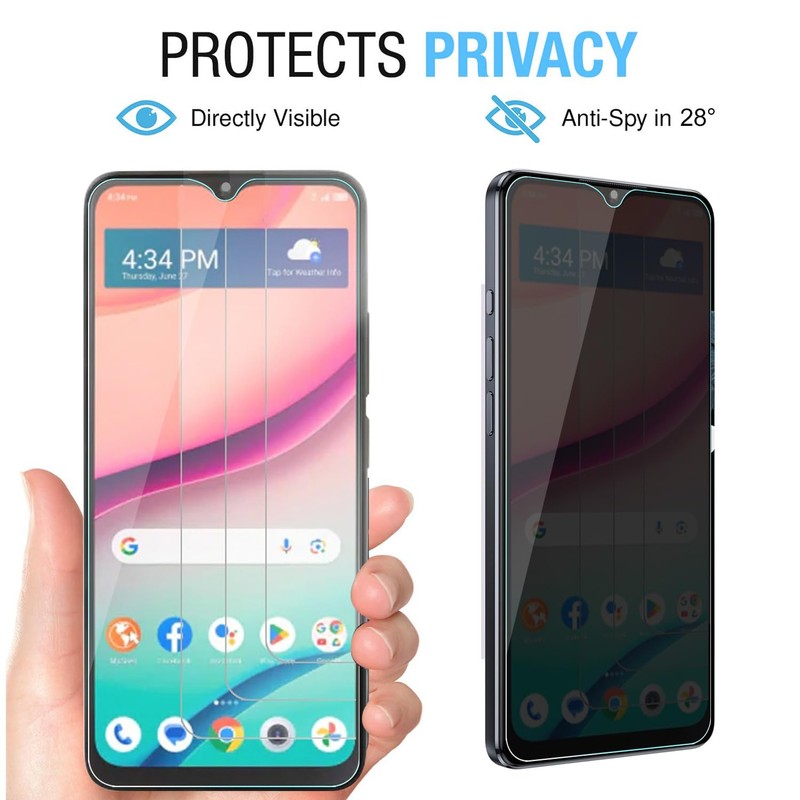 Anbzsign 2 Pack Privacy Tempered Glass Screen Protector for TCL