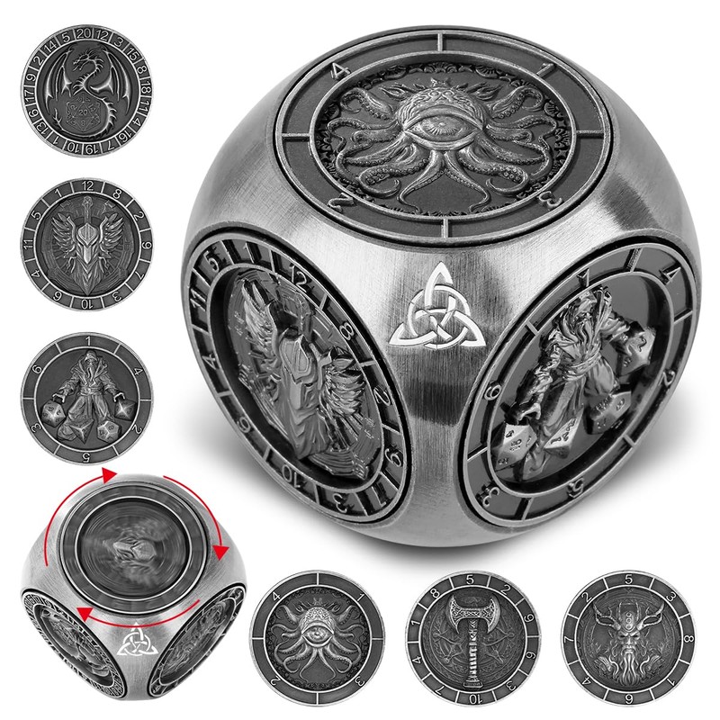 DND Fingertip Spinner Dice, 7-in-1 Metal Dice Set with 3D