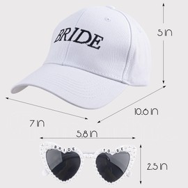 Framendino, Bride Baseball Cap with Bride to Be Sunglasses Bachelorette Gifts Bridal Shower Accessories for Wedding Party