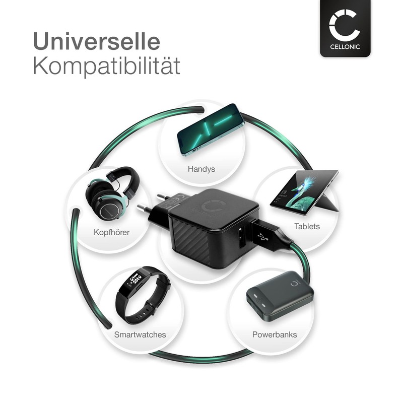 CELLONIC® 2 Fach USB Ladegerät (2 Pack) für 5V /