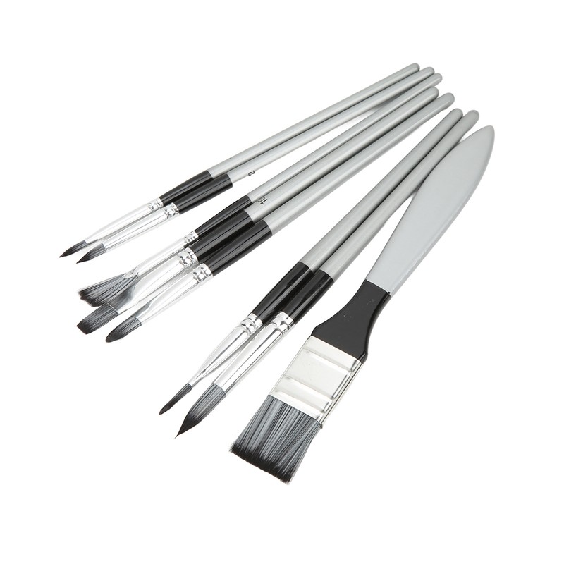 8Pcs Paint Brush Paintbrush Pen Soft Nylon Wool with Storage