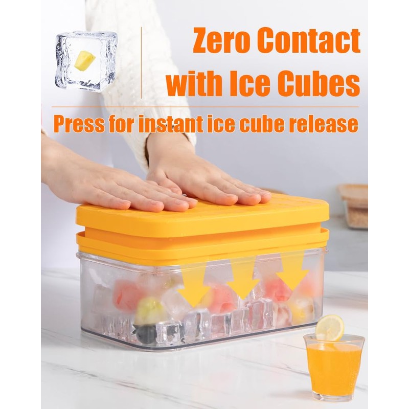 Brigii Ice Cube Tray with Lid&Bin, Ice Cube Mold with