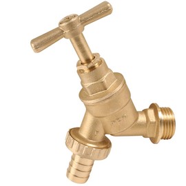 RMTL Outdoor Garden Tap Hose Union Bib Tap 1/2inch BSP with Compression Wallplate Elbow, Through The Wall 15mm Copper Tube (Single Bib Tap)