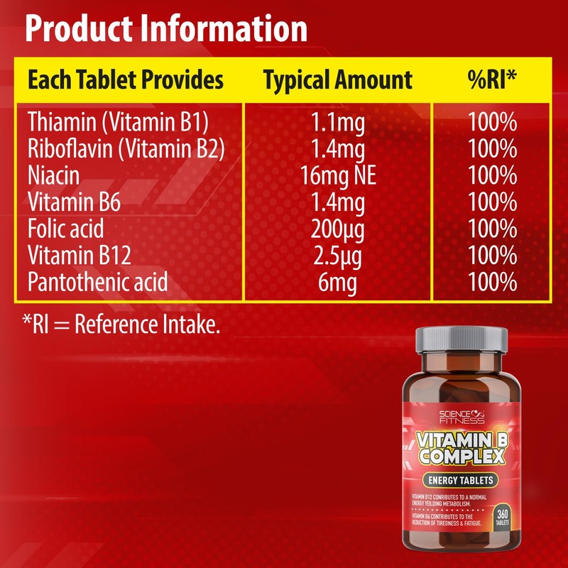 B Complex Vitamins-360 Tablets, Suitable for Vegans B Complex Supplements,