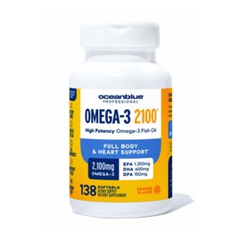 Oceanblue Oceanblue Professional Omega-3 2100 C 138 ct Bonus BottleC Triple Strength Burpless Fish Oil Supplement with High-Potency EPA, DHA, DPA C Wild-Caught C Orange Flavor, 69 Servings