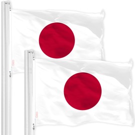 G128 2 Pack: Japan Japanese Flag | 3x5 Ft | LiteWeave Pro Series Printed 150D Polyester | Country Flag, Indoor/Outdoor, Vibrant Colors, Brass Grommets, Thicker and More Durable Than 100D 75D Polyester