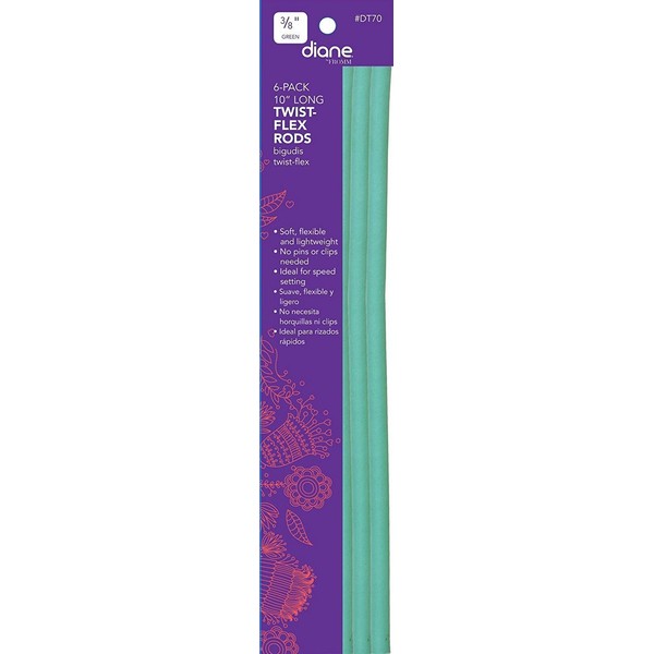 Diane DT7 Twist Flex Hair Sticks 7" Green (Pack of