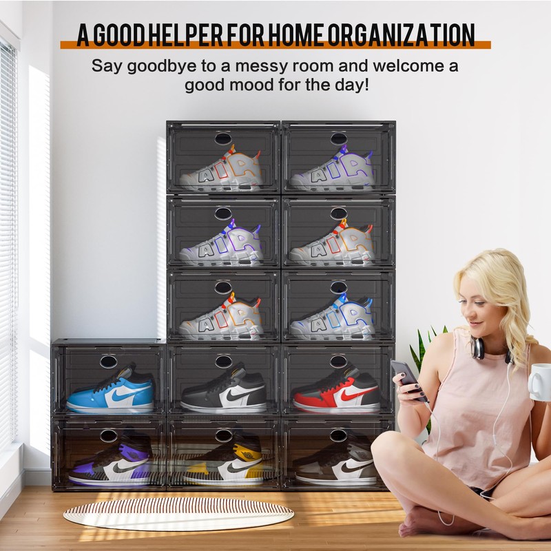 KEFA XL Shoe Storage Box Organizer, 8 Pack Shoe Boxes