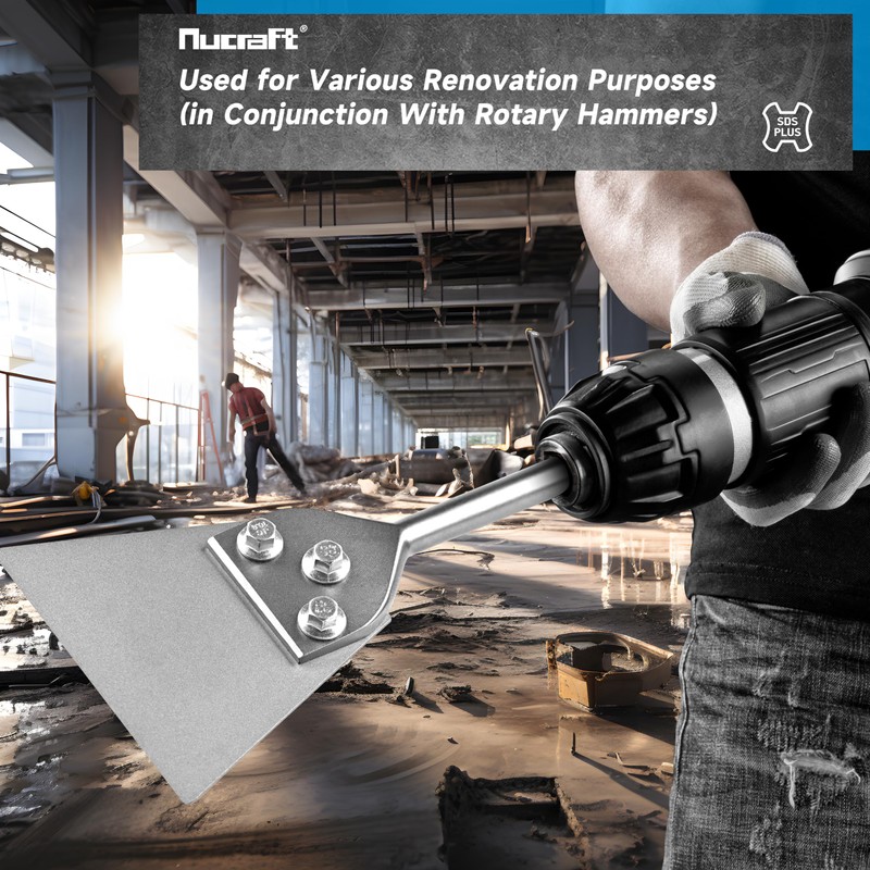 Nucraft 5'' x 10'' SDS Plus Floor Scraper, Tile Removal