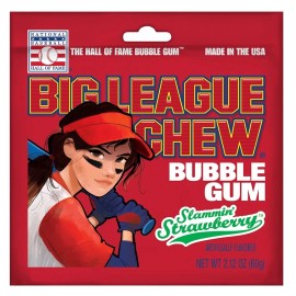Big League Chew Bubble Gum Original, Grape,Sour Apple, Strawberry Blue Raspberry - Slammin' Strawberry