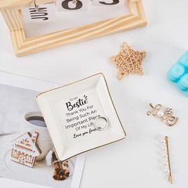 COZITED Birthday Gifts for Women Best Friend - to My Bestie Jewelry Dish Trinket Tray, Unique Friendship Gifts for Women Female Friend Christmas Valentines Mother's Day
