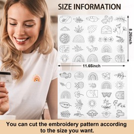 Lewtemi 50 Pcs Water Soluble Embroidery Patterns Wash Away Stabilizer for Embroidery Stick and Stitch Paper Stabilizers Christmas Craft for Hand Sewing Lover