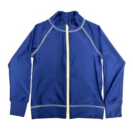 Raqua RSMOKU Girls' Heathered High Neck Rash Guard, No Hood, navy girls