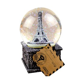 Crystal Ball Music Box Vintage Eiffel Tower Snowflake Music Box for Kids Christmas New Year