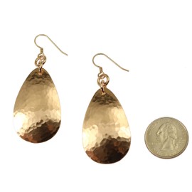 Large Hammered Bronze Teardrop Earrings