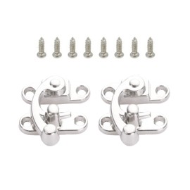 Yetaha 2PCS Antique Hook Hasp Latch, Decorative Horn Lock Silver Hook Buckle Clasp, Small Hardware for Wooden Jewelry Box Gift Wine Case, with Screws (Left, 29 X 33MM)