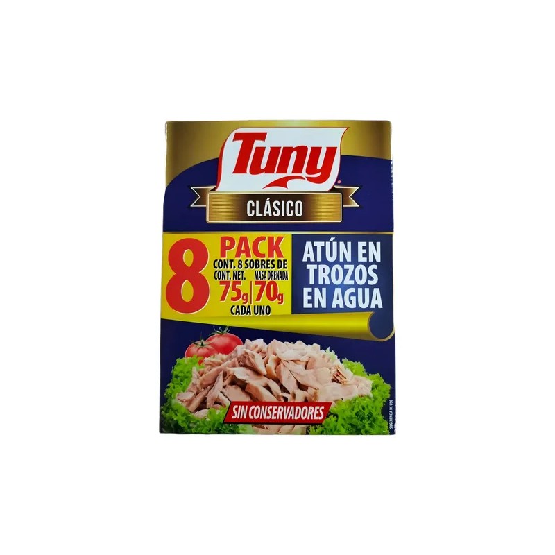 Atun En Trozos En Agua Tuny Clasico Paquete Con 8