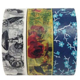 Wrapables Old Memories Japanese Washi Masking Tape (Set of 3), 10M L x 15mm W