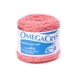 OMEGACRYS [40grs] - Fine Crystal Yarn by Omega Great for All Crafts - Color 47-Coral 255