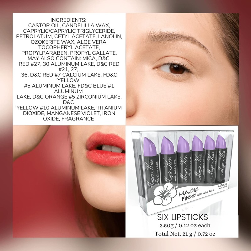 Magic Kiss Lipstick Set Aloe Vera Color Changing Lavender MADE