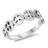 Oxidized Peace Sign Stackable Beautiful Ring 925 Sterling Silver Band