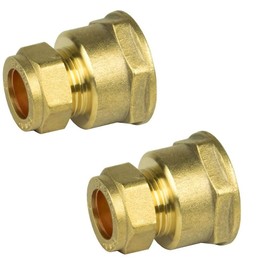 UKDeals Direct® 15mm Compression by 3/4" BSP Brass Female Iron Coupler, 15mm x 3/4" Adaptors Straight - WRAS Approved - Pack of 2