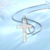 EUDORA S925 Sterling Silver Cross Necklace With Bible Verse for