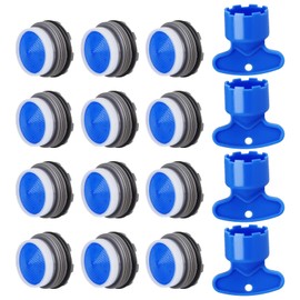 Wasserhahn-Belüftereinsatz mit 4 Demontageschlüsseln, 21,2 mm Wasserhahnbelüfter, Ersatz für Küche, Badezimmer, Wasserhahn, 12 Stück