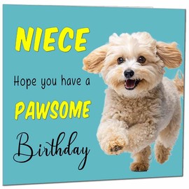 Niece Birthday Card for Men Women Dog Pawsome Birthday Cards for Niece