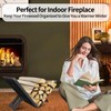 Firewood Rack Indoor Outdoor, Portable Wood Rack, Black Steel Fireplace