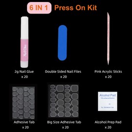 JYfeel Press On Nails Kit Professional - 20 Sets Nail Prep Tools with Nail Glue/Mini File/Adhesive Tabs/Cleaning Pad & Storage Bag,Complete Press On Nail Packaging Kit for Salon & Home Use