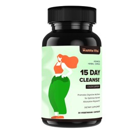 HappieVita 15 Day Gut Cleanse Detox for Women & Men, Advanced Gentle Gut Colon Cleanse Detox with Psyllium Husk, Cascara Sagrada, Senna and Probiotic Natural Laxative, 30 Capsules