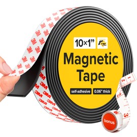Flexible Magnetic Tape (10 feet x 1 inch) Magnetic Strip Measurer Strong Self Adhesive - Ideal Magnetic Roll for Craft and DIY Projects - Sticky Magnets for Fridge and Dry Erase Board