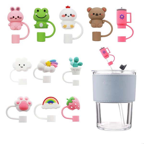 Cosmeria Strohhalm Abdeckung Set, 11 Stück Silikon Deckel, Passend Für