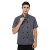 TopTie Short Sleeve Chef Coat Jacket Gray Lightweight Button Chef