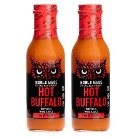 Noble Made by The New Primal, Hot Buffalo Dipping and Wing Sauce, Whole30 and Paleo Approved, 12oz, Pack of 2