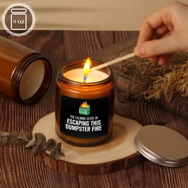 Funny Farewell, Leaving, Goodbye, New Job Retirement Gifts for Coworker - Sarcastic Dumpster Fire Candle Gift for Women, Men, Boss - Friend Moving Away Housewarming Gifts