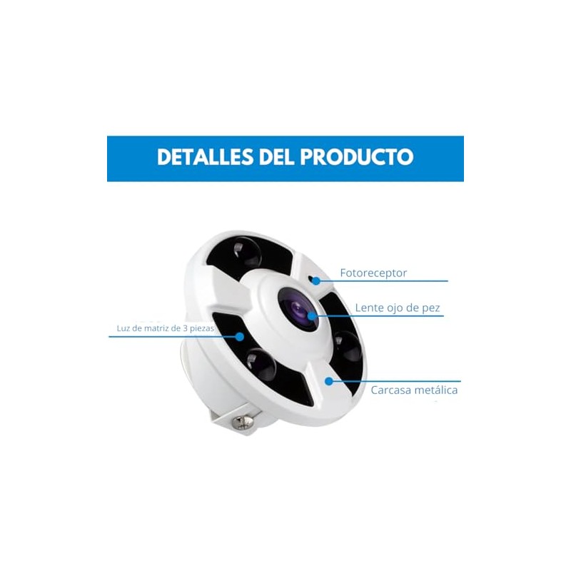 Clicklife Cámara de Seguridad Ojo de Pez Wi-Fi Panorámica 360